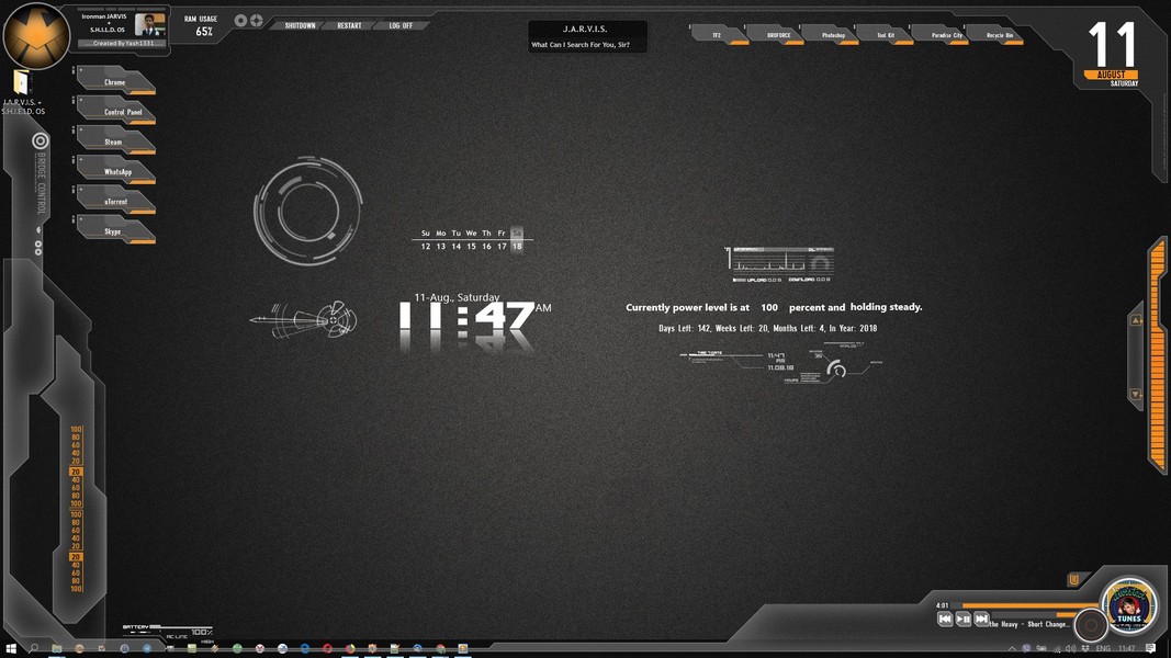 jarvis desktop theme rainmeter voice recognize